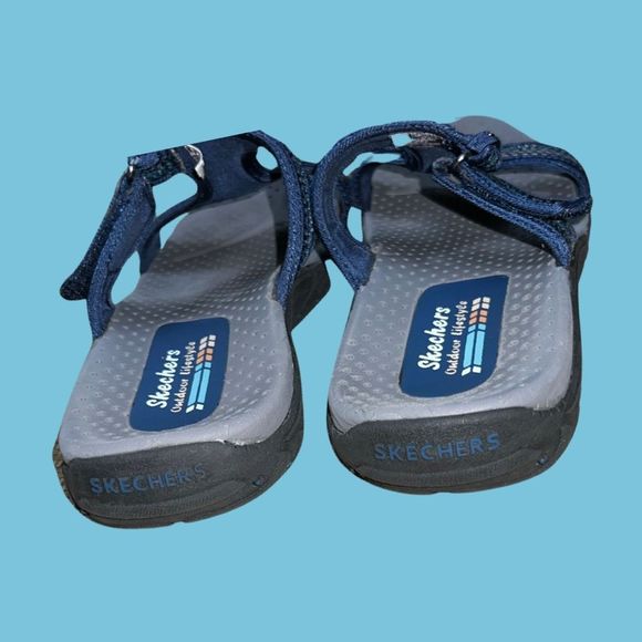 Skechers Navy Gray Reggae T Strap Sandal Size 6 - Picture 3 of 5